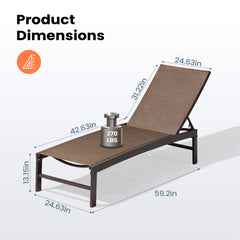 Aluminum/Steel Outdoor Adjustable Chaise Lounge Chair