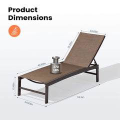 Aluminum/Steel Outdoor Adjustable Chaise Lounge Chair