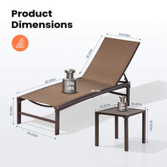 Aluminum/Steel Outdoor Adjustable Chaise Lounge Chair