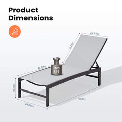 Aluminum/Steel Outdoor Adjustable Chaise Lounge Chair