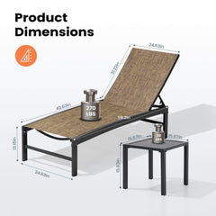 Aluminum/Steel Outdoor Adjustable Chaise Lounge Chair