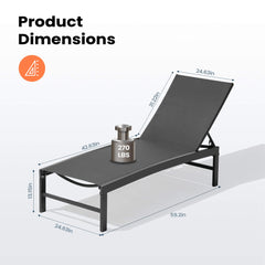 Aluminum/Steel Outdoor Adjustable Chaise Lounge Chair