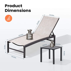 Aluminum/Steel Outdoor Adjustable Chaise Lounge Chair