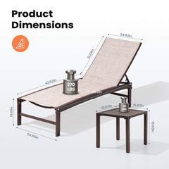Aluminum/Steel Outdoor Adjustable Chaise Lounge Chair