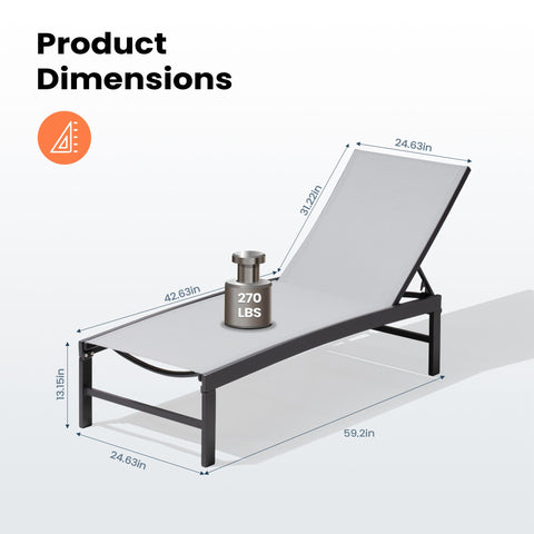 Pellebant Aluminum Outdoor Adjustable Chaise Lounge Chair