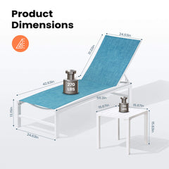 Aluminum/Steel Outdoor Adjustable Chaise Lounge Chair