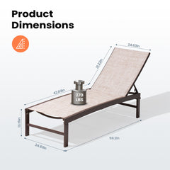 Aluminum/Steel Outdoor Adjustable Chaise Lounge Chair