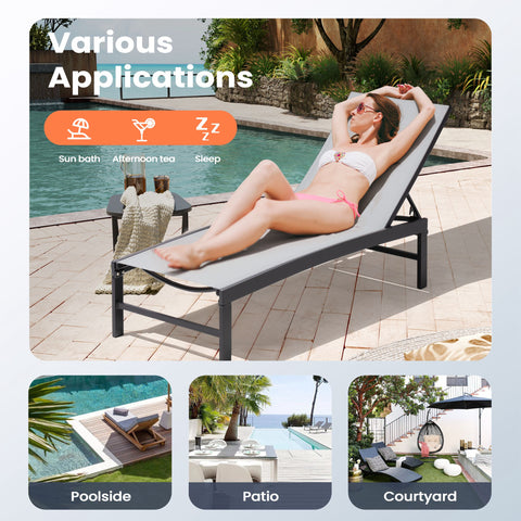 Pellebant Aluminum Outdoor Adjustable Chaise Lounge Chair