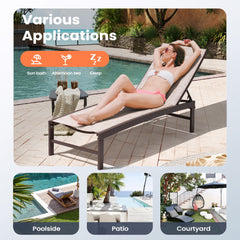 Aluminum/Steel Outdoor Adjustable Chaise Lounge Chair