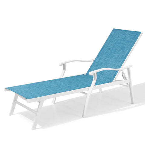 Pellebant Aluminum Adjustable Chaise Lounge Chair with Armrests Set of 2