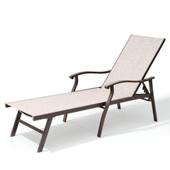 Aluminum Outdoor Adjustable Chaise Lounge Chair with Armrests