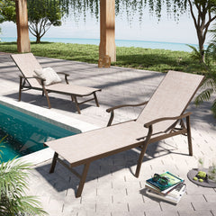 Aluminum Outdoor Adjustable Chaise Lounge Chair with Armrests