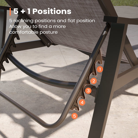 Pellebant Aluminum Adjustable Chaise Lounge Chair with Armrests