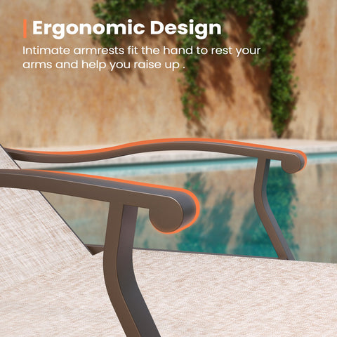 Pellebant Aluminum Adjustable Chaise Lounge Chair with Armrests