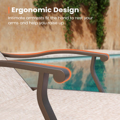Aluminum Outdoor Adjustable Chaise Lounge Chair with Armrests