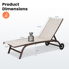 Pellebant Outdoor Chaise Lounge Chairs with Wheels