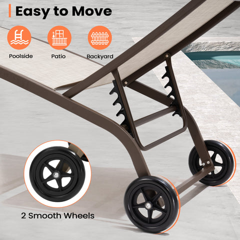 Pellebant Outdoor Chaise Lounge Chairs with Wheels