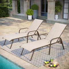 Textilene Adjustable Outdoor Chaise Lounge Chair
