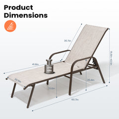 Textilene Adjustable Outdoor Chaise Lounge Chair
