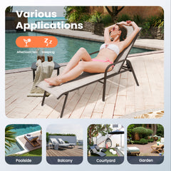 Textilene Adjustable Outdoor Chaise Lounge Chair