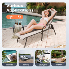 Textilene Adjustable Outdoor Chaise Lounge Chair