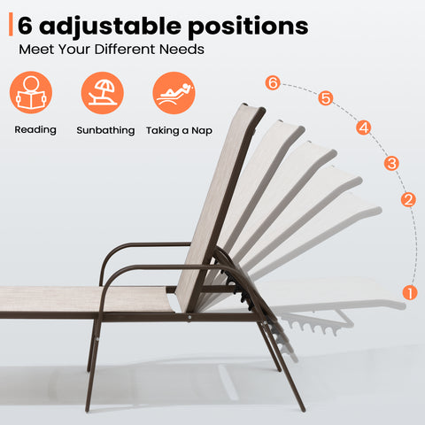 Outdoor Rocking Chaise Lounge Chair with Headrest