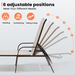 Textilene Adjustable Outdoor Chaise Lounge Chair