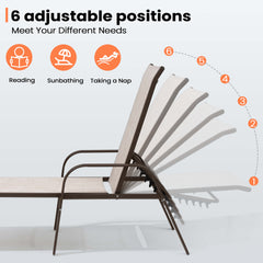 Textilene Adjustable Outdoor Chaise Lounge Chair