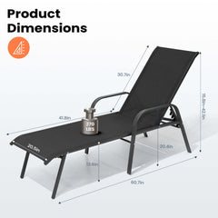 Textilene Adjustable Outdoor Chaise Lounge Chair