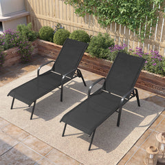 Textilene Adjustable Outdoor Chaise Lounge Chair