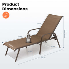 Textilene Adjustable Outdoor Chaise Lounge Chair