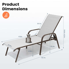 Textilene Adjustable Outdoor Chaise Lounge Chair