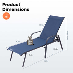 Textilene Adjustable Outdoor Chaise Lounge Chair