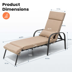 Outdoor Adjustable Chaise Lounge Chair with Cushions