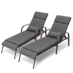 Outdoor Adjustable Chaise Lounge Chair with Cushions
