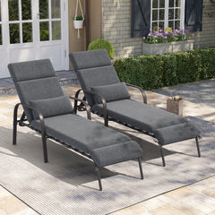 Outdoor Adjustable Chaise Lounge Chair with Cushions