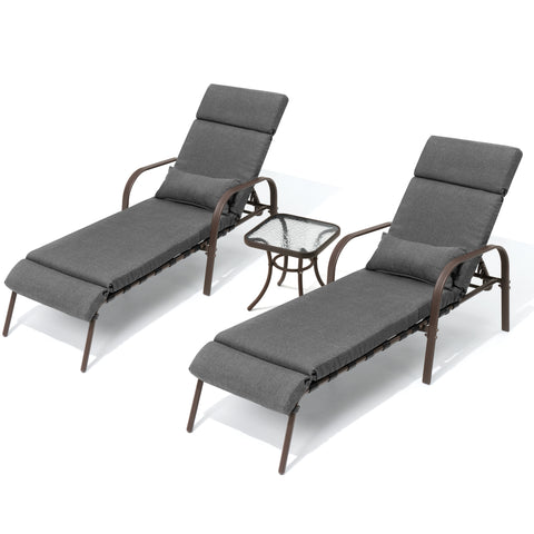 Pellebant Adjustable Five-Position Chaise Lounge Chair with Cushion