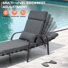 Outdoor Adjustable Chaise Lounge Chair with Cushions