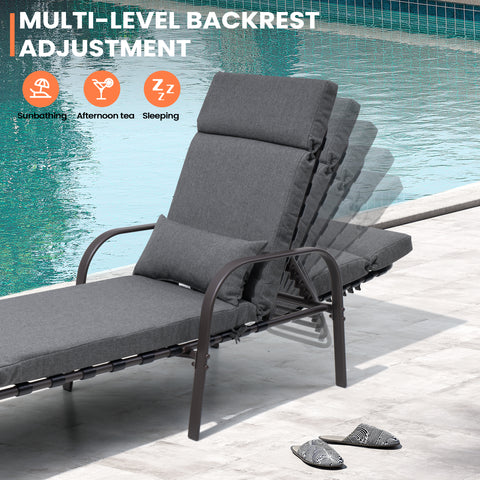 Pellebant Outdoor Adjustable Chaise Lounge Chair with Cushions
