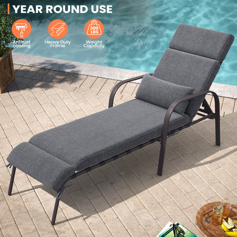 Pellebant Outdoor Adjustable Chaise Lounge Chair with Cushions