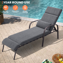 Outdoor Adjustable Chaise Lounge Chair with Cushions
