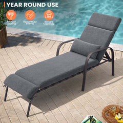 Outdoor Adjustable Chaise Lounge Chair with Cushions