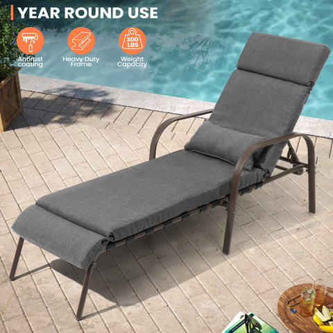 Pellebant Adjustable Five-Position Chaise Lounge Chair with Cushion