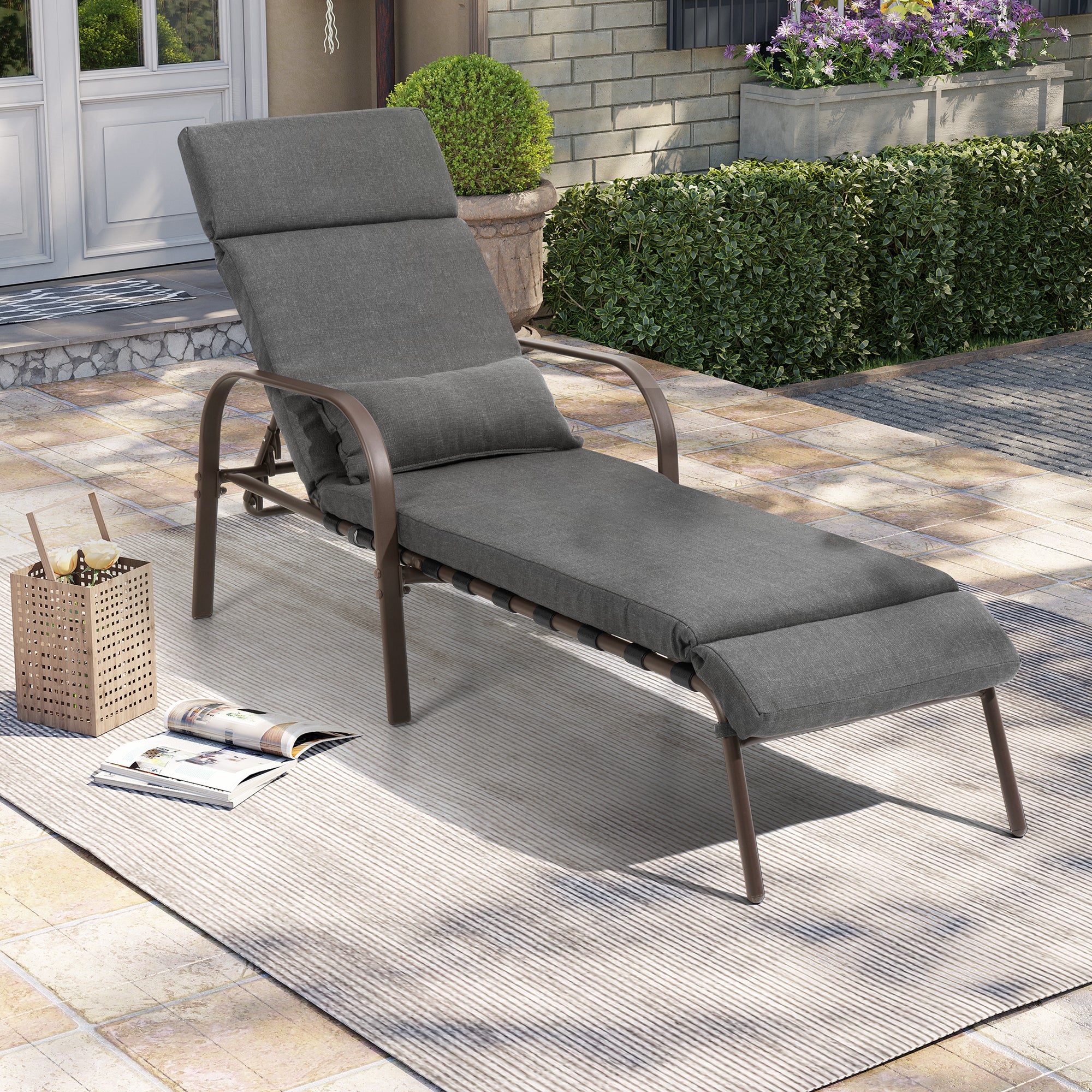 Pellebant Adjustable Five-Position Chaise Lounge Chair with Cushion