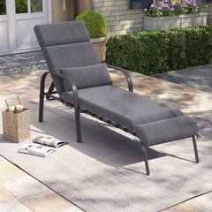 Outdoor Adjustable Chaise Lounge Chair with Cushions