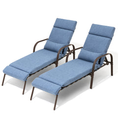 Outdoor Adjustable Chaise Lounge Chair with Cushions