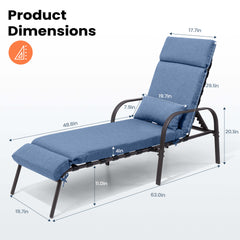 Outdoor Adjustable Chaise Lounge Chair with Cushions