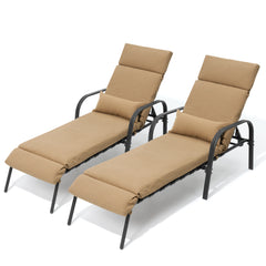 Outdoor Adjustable Chaise Lounge Chair with Cushions