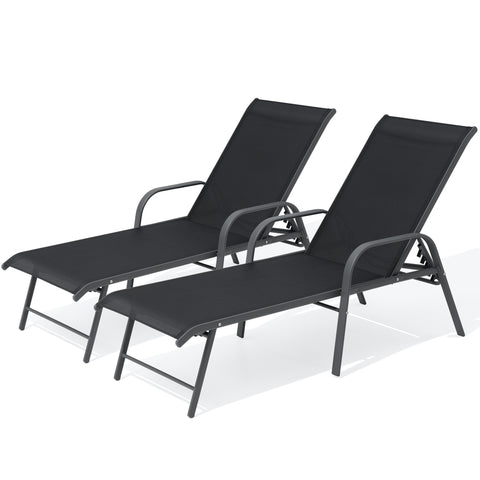 Pellebant Aluminum Outdoor Adjustable Chaise Lounge Chair Set of 2