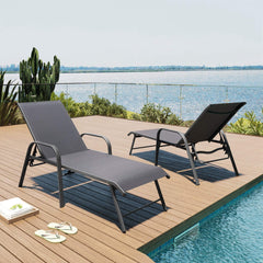 Aluminum Outdoor Adjustable Chaise Lounge Chairs, Set of 2